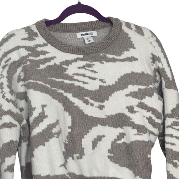 William Rast Chenille Cropped Sweater Coastal Artsy Abstract Intarsia Knit - Picture 2 of 9